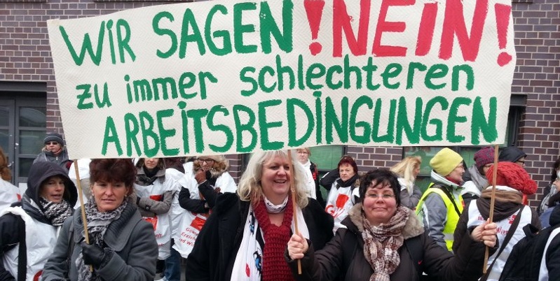 Streikende Lehrerinnen in Berlin zum Auftakt der jüngsten Warnstreik-Welle im Februar. Foto: GEW Berlin