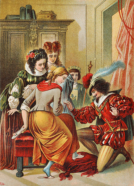 Da guckt sie aber, die böse Stiefmutter.  Aschenbrödel- Illustration von Carl Offterdinger / Wikimedia Commons