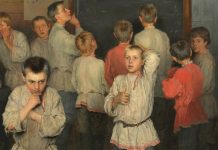 Ausgrenzung entsteht nicht immer gezielt. (Nikolai Bogdanov-Belsky: Jungenklasse, 1895, Tretjakow-Galerie, Moskau / Wikimedia Commons (gemeinfrei))