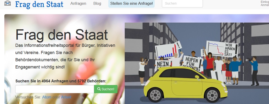 Über die Webseite Frag den Staat.de können Anfragen an Behörden gerichtet werden. (Foto: Screenshot)