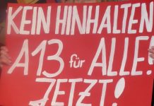 Bundesweit laufen derzeit Aktionen unter dem Motto "A13 für alle". Foto: GEW Schleswig-Holstein