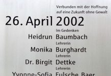 Gedenktafel am Gutenberg-Gymnasium. Foto: CTHOE / Wikimedia Commons (CC BY-SA 3.0)