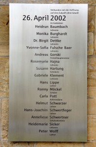 Gedenktafel am Gutenberg-Gymnasium. Foto: CTHOE / Wikimedia Commons (CC BY-SA 3.0)