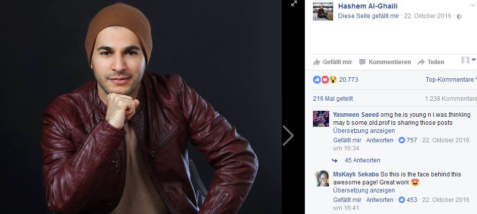 Hashem Al-Ghaili ist mit seiner Facebook-Seite extrem erfolgreich (Screenshot).