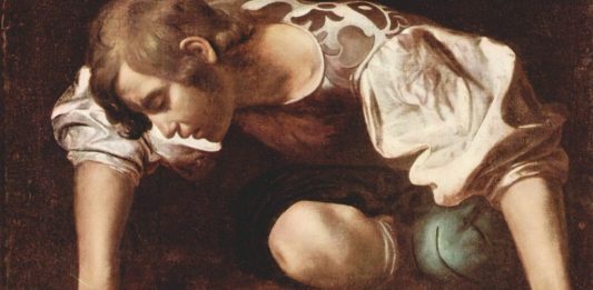 Ostdeutschland hat hinsichtlich des Narzissmus’ aufgeholt, (Ausschnitt aus Michelangelo Merisi da Caravaggios „Narziss“ (1598) Bild: Wikimedia Commons