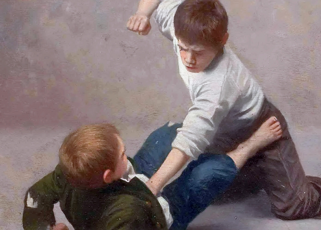 Nicht immer kommt die Gewalt so eindeutig daher, wie auf diesem Gemälde (von Giulio del Torre, 1927). Dorotheum GmbH / Wikimedia Commons