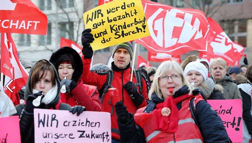 In der vergangenen Woche streikten in Berlin bereits Erzieher und Sozialpädagogen im Rahmen der Tarifrunde des öffentlichen Dienstes der Länder. Foto: GEW Berlin 