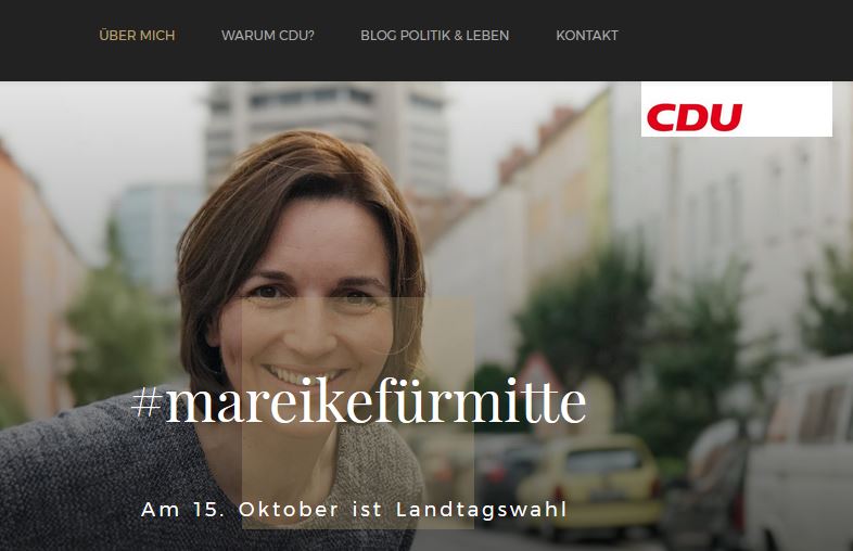Mit dieser Website präsentiert sich die Kandidatin im Netz. Screenshot