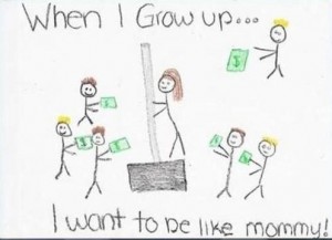 "Wenn ich groß bin, möchte ich sein wie Mami". Illustration: funnyexam.com